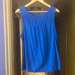 Prana blue organic cotton sleeveless blouse.
